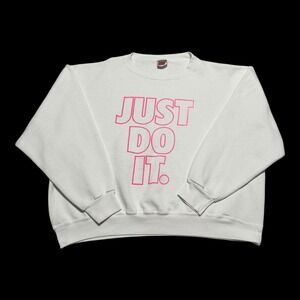 Vintage 90s Nike Just Do It Pink Spell Out Crewneck Sweatshirt Women's XL Boxy